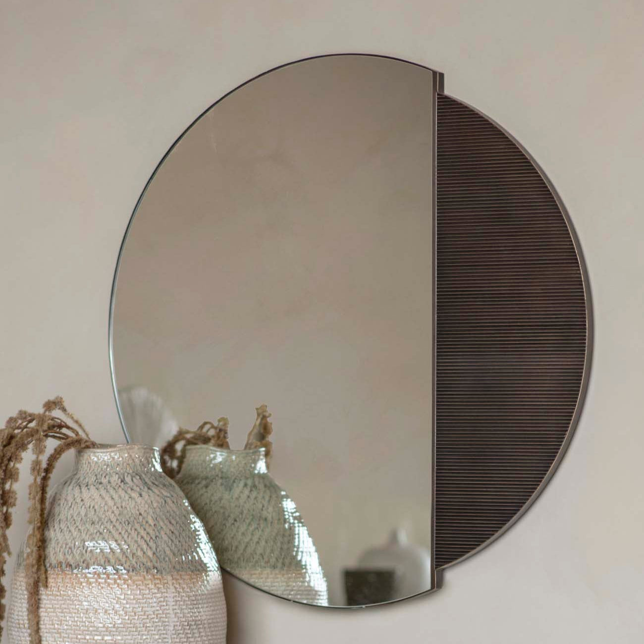 Belvedere Black Round Wall Mirror 90cm